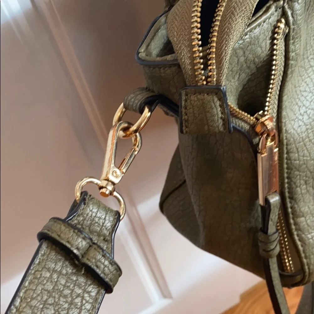 Free People Olive Green Structured Satchel Bag